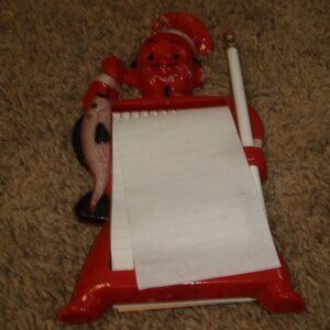 Vintage Reliance plastic Black Americana notepad holder wall hanging chef fish